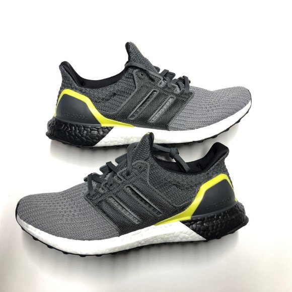 adidas Ultraboost Grey Black Yellow Mens Shoes - Picture 2 of 6
